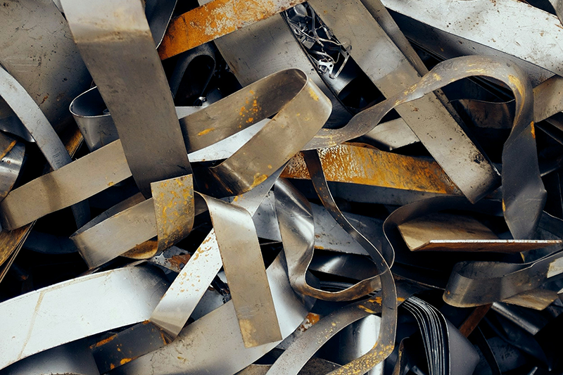 Close-up of aluminum scrap metal ready for recycling